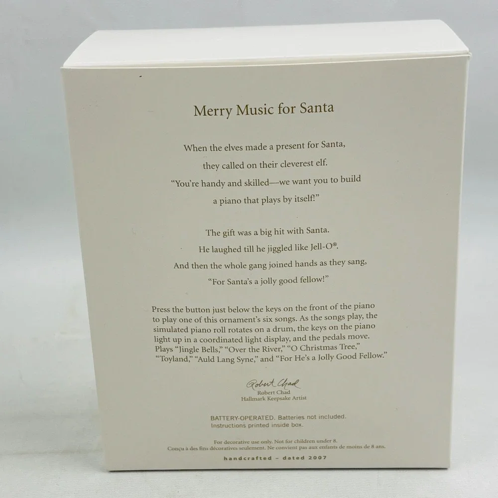 Hallmark Merry Music for Santa Player Piano Ornament Light Sound Motion‎ 2007